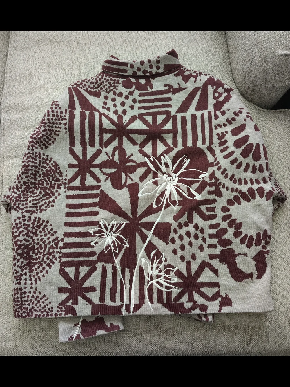 Men's size XL SAALT Studio Floral & Geometric Pullover Quarterzip Sweater
